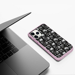 Чехол iPhone 11 Pro матовый Smoke skulls, цвет: 3D-розовый — фото 2