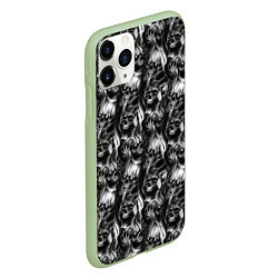 Чехол iPhone 11 Pro матовый Smoke skulls, цвет: 3D-салатовый — фото 2
