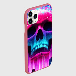 Чехол iPhone 11 Pro матовый Pixel skull blast brain - cyber city ai art, цвет: 3D-малиновый — фото 2