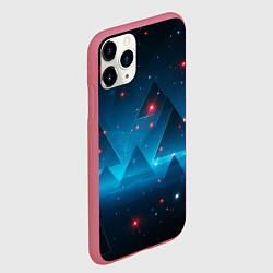 Чехол iPhone 11 Pro матовый Пирамиды в космосе абстракции, цвет: 3D-малиновый — фото 2