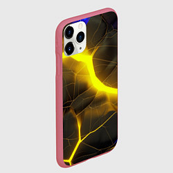 Чехол iPhone 11 Pro матовый Желтое неоновое свечение, цвет: 3D-малиновый — фото 2