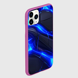 Чехол iPhone 11 Pro матовый Яркое синее свечение и плиты, цвет: 3D-фиолетовый — фото 2