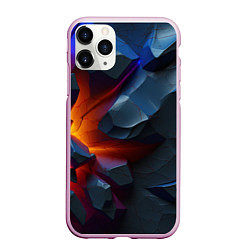 Чехол iPhone 11 Pro матовый Объемные камни в разломе, цвет: 3D-розовый