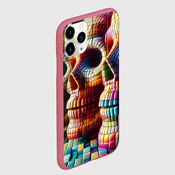 Чехол iPhone 11 Pro матовый Три черепа - авангард нейросеть, цвет: 3D-малиновый — фото 2