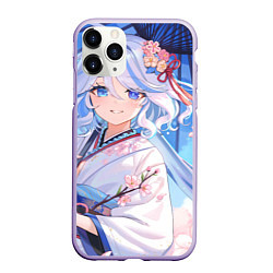 Чехол iPhone 11 Pro матовый Genshin Impact Furina зонт