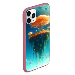 Чехол iPhone 11 Pro матовый Сказочное космическое дерево - нейросеть, цвет: 3D-малиновый — фото 2