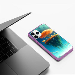 Чехол iPhone 11 Pro матовый Сказочное космическое дерево - нейросеть, цвет: 3D-фиолетовый — фото 2