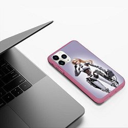 Чехол iPhone 11 Pro матовый Barbie cyberpunk - ai art fantasy, цвет: 3D-малиновый — фото 2