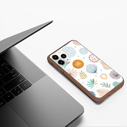Чехол iPhone 11 Pro матовый Листья и узоры, цвет: 3D-коричневый — фото 2
