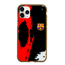 Чехол iPhone 11 Pro матовый Barcelona fc краски спорт, цвет: 3D-коричневый