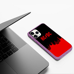 Чехол iPhone 11 Pro матовый AC DC fire rock steel, цвет: 3D-фиолетовый — фото 2