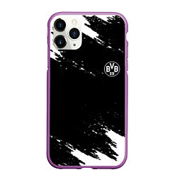 Чехол iPhone 11 Pro матовый Borussia краски чёрно белый