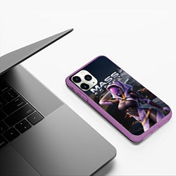 Чехол iPhone 11 Pro матовый Mass Effect ТалиЗора и космический корабль, цвет: 3D-фиолетовый — фото 2