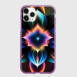 Чехол iPhone 11 Pro матовый Графические лепестки радужные