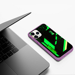 Чехол iPhone 11 Pro матовый Minecraft creeper game pattern, цвет: 3D-фиолетовый — фото 2