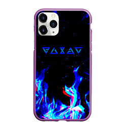 Чехол iPhone 11 Pro матовый The Witcher fire logo glitch, цвет: 3D-фиолетовый