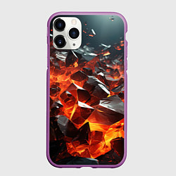 Чехол iPhone 11 Pro матовый Взрыв камней в красном неоне