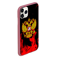 Чехол iPhone 11 Pro матовый Герб России возрождение империи, цвет: 3D-малиновый — фото 2