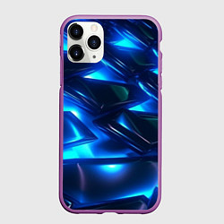 Чехол iPhone 11 Pro матовый Синие абстрактные неоновые плиты
