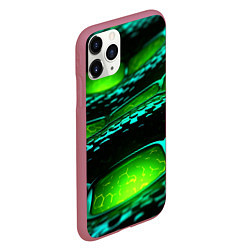 Чехол iPhone 11 Pro матовый Зеленая змеиная абстрактная текстура, цвет: 3D-малиновый — фото 2