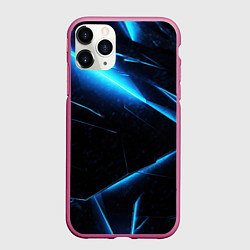 Чехол iPhone 11 Pro матовый Неоновая яркая геометрическая абстракция со светом, цвет: 3D-малиновый