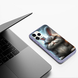 Чехол iPhone 11 Pro матовый Грозный заяц, цвет: 3D-светло-сиреневый — фото 2