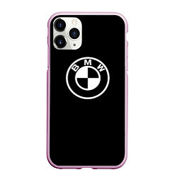 Чехол iPhone 11 Pro матовый BMW белое лого, цвет: 3D-розовый