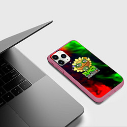 Чехол iPhone 11 Pro матовый Plants vs zombies огненный градиент, цвет: 3D-малиновый — фото 2