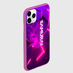 Чехол iPhone 11 Pro матовый Samurai неоновый блоки киберпанк, цвет: 3D-фиолетовый — фото 2