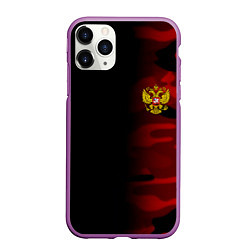 Чехол iPhone 11 Pro матовый Герб РФ камуфляжная тексткура