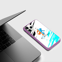 Чехол iPhone 11 Pro матовый Portal краски текстура гейм, цвет: 3D-фиолетовый — фото 2