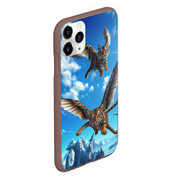 Чехол iPhone 11 Pro матовый Летающие тигрята, цвет: 3D-коричневый — фото 2