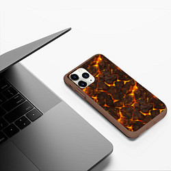 Чехол iPhone 11 Pro матовый Элементаль магмы текстура, цвет: 3D-коричневый — фото 2