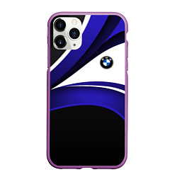 Чехол iPhone 11 Pro матовый BMW Logotype - blue waves, цвет: 3D-фиолетовый