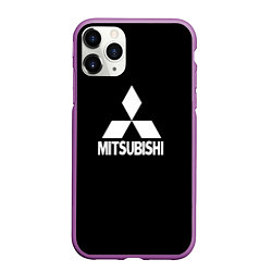 Чехол iPhone 11 Pro матовый Mitsubishi logo white, цвет: 3D-фиолетовый