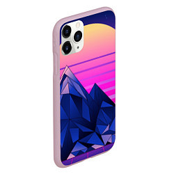 Чехол iPhone 11 Pro матовый Vaporwave неоновые горы, цвет: 3D-розовый — фото 2