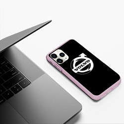 Чехол iPhone 11 Pro матовый Volvo white logo, цвет: 3D-розовый — фото 2