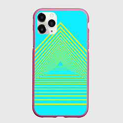 Чехол iPhone 11 Pro матовый Неоновый с контурными треугольниками, цвет: 3D-малиновый