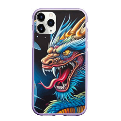 Чехол iPhone 11 Pro матовый Фантастический космический дракон - нейросеть, цвет: 3D-светло-сиреневый