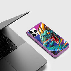 Чехол iPhone 11 Pro матовый Фантастическая космическая композиция с драконом -, цвет: 3D-фиолетовый — фото 2