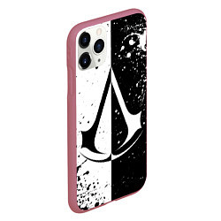 Чехол iPhone 11 Pro матовый Assasins Creed - black and white, цвет: 3D-малиновый — фото 2