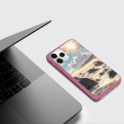 Чехол iPhone 11 Pro матовый Аниме пляж, цвет: 3D-малиновый — фото 2