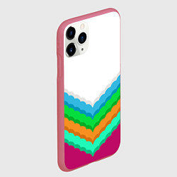 Чехол iPhone 11 Pro матовый Пятицветный угольник с волной, цвет: 3D-малиновый — фото 2