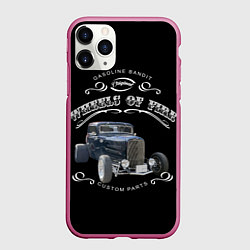 Чехол iPhone 11 Pro матовый Wheels of fire, цвет: 3D-малиновый