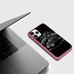 Чехол iPhone 11 Pro матовый Хот-род и надпись колеса огня, цвет: 3D-малиновый — фото 2