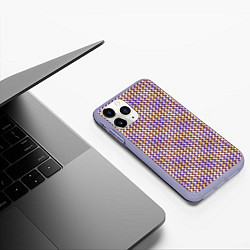 Чехол iPhone 11 Pro матовый Сине-бежевый текстурированный квадраты-рябь, цвет: 3D-светло-сиреневый — фото 2