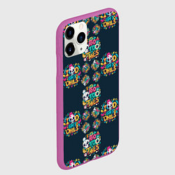 Чехол iPhone 11 Pro матовый Абстрактная генерация ии с черепом, цвет: 3D-фиолетовый — фото 2