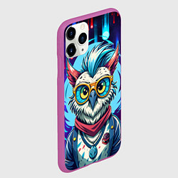 Чехол iPhone 11 Pro матовый Сова модница на стиле, цвет: 3D-фиолетовый — фото 2