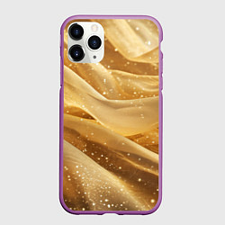 Чехол iPhone 11 Pro матовый Золотистая текстура с блестками