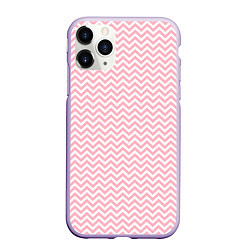 Чехол iPhone 11 Pro матовый Белый в розовые ломаные полосы, цвет: 3D-светло-сиреневый